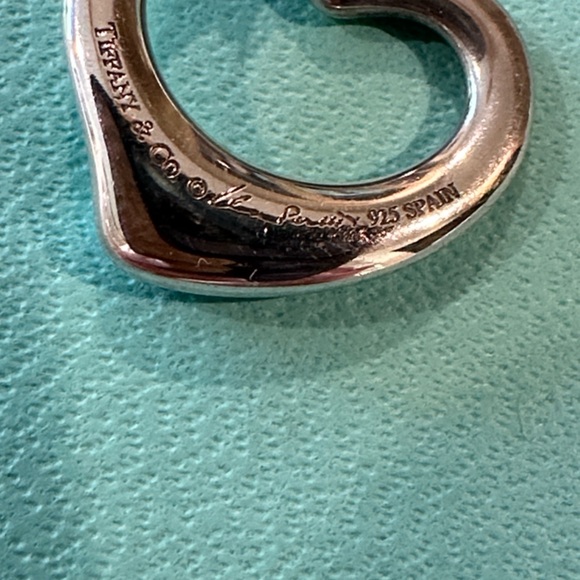 Tiffany & Co. Sterling Elsa Peretti Small Open Heart Necklace 16". - Picture 2 of 8